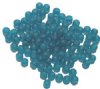 50 6mm Matte Dark Aqua Round Glass Beads